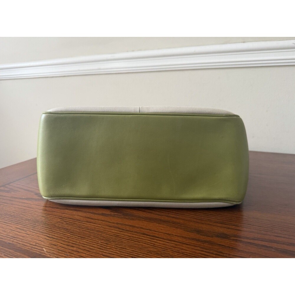 Vintage Coach Hampton Twill Garden Tote Bag B04Q 6734 Tan Green Canvas Leather - Picture 14 of 16
